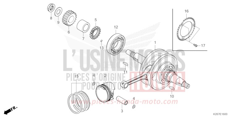 CRANKSHAFT/PISTON for MSX GROM A PEARL QUEEN BEE YELLOW (Y217) from 2022